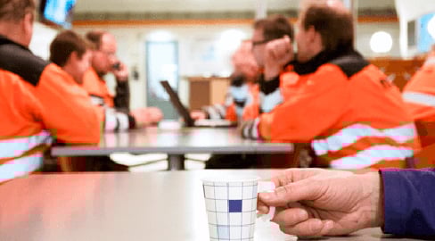 Workers at the coffee break