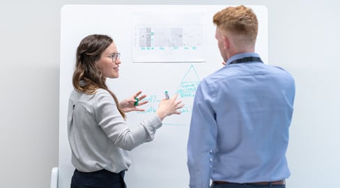 two people in a discussion